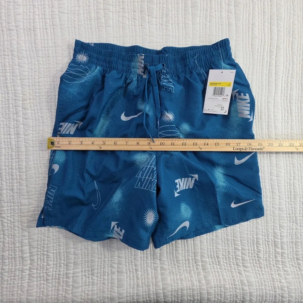 Nike Men S Swim Trunks Aqua Blue Multi Print 7